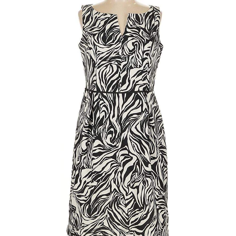 Evan Picone Monochrome Zebra Midi Dress